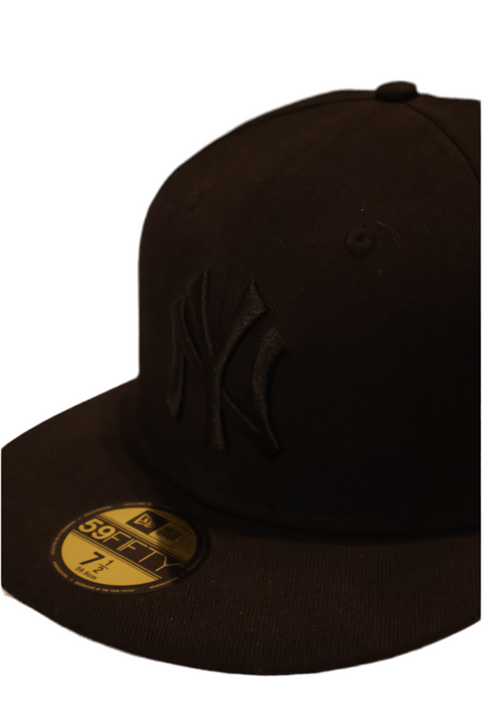 All-Black NY Snapback Cap – Classic Flat Brim