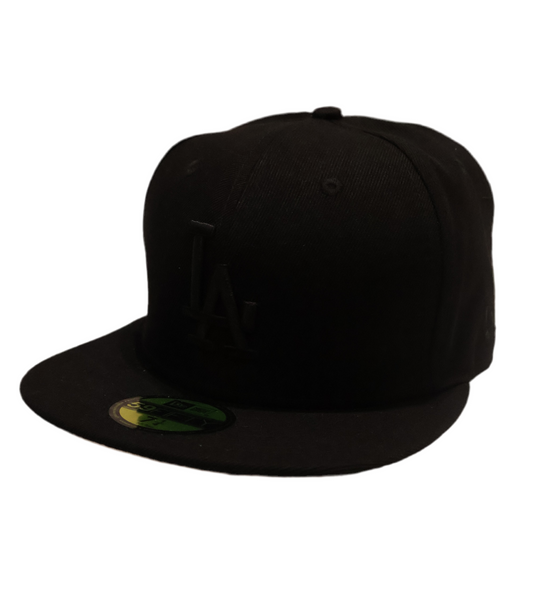 All-Black LA Snapback Cap – Classic Flat Brim